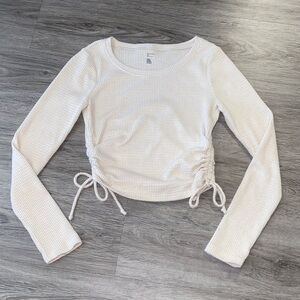 Gilly Hicks Cream Long Sleeve Ruched Top
